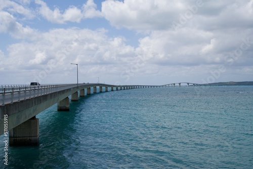 Scenery of the Irabu Bridge connecting across the sea