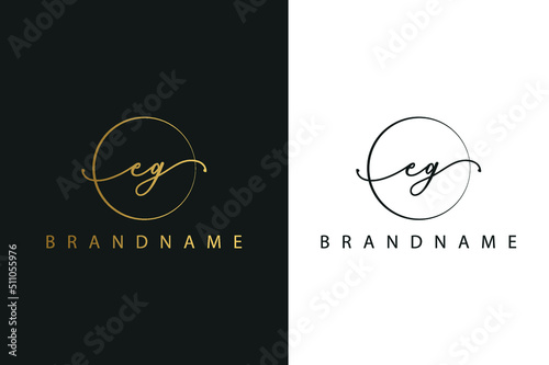 E G EG hand drawn logo of initial signature, fashion, jewelry, photography, boutique, script, wedding, floral and botanical creative vector logo template for any company or business.