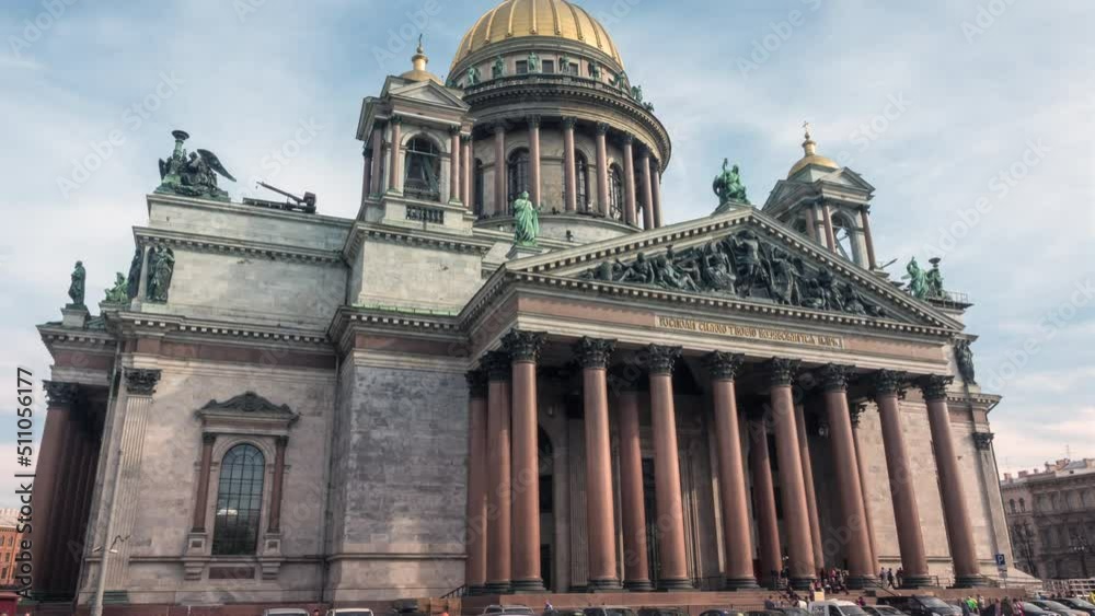 View of most famous cathedral. St. Petersburg Russia. Time-lapse. View of most famous cathedral. St. Petersburg Russia. Time-lapse.