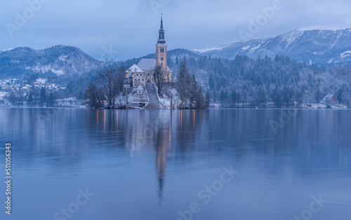 Bled on a winter misty morning