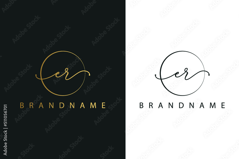 Vettoriale Stock E R ER hand drawn logo of initial signature, fashion,  jewelry, photography, boutique, script, wedding, floral and botanical  creative vector logo template for any company or business. | Adobe Stock