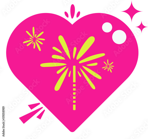 Red Love Heart Shape Graphic Icon Firework Vector Element Symbol Sticker Art Illustration Design
