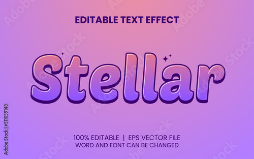 stellar text effect with realistic cute style editable font