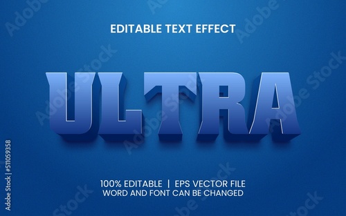 realistic blue ultra editable text effect