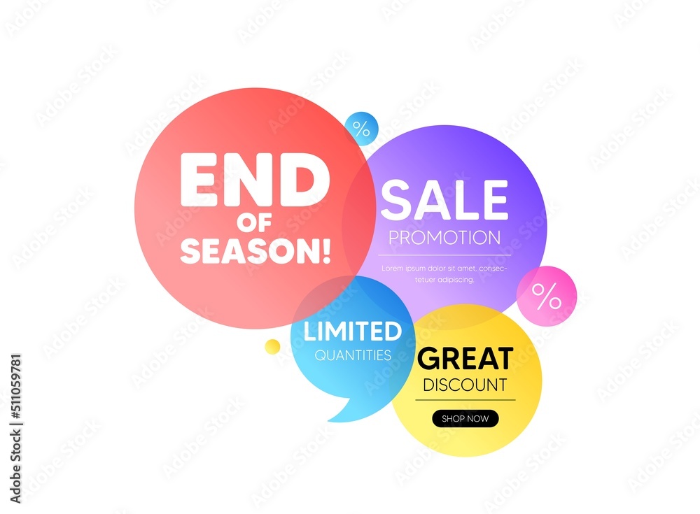 Discount offer bubble banner. End of Season Sale. Special offer price sign. Advertising Discounts symbol. Promo coupon banner. End season round tag. Quote shape element. Vector Discount offer bubble banner. End of Season Sale. Special offer price sign. Advertising Discounts symbol. Promo coupon banner. End season round tag. Quote shape element. Vector