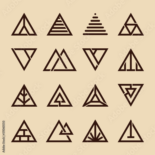Triangle monogram symbol line art logo collection