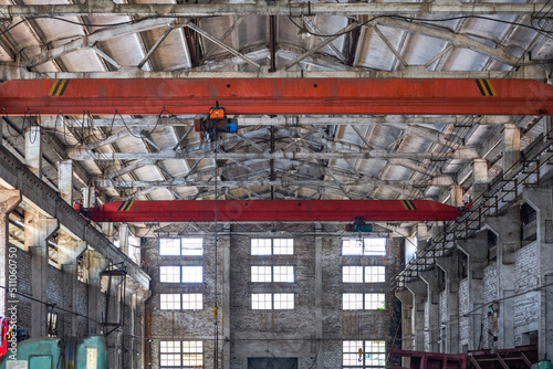 An abandoned steel frame structure automobile production workshop