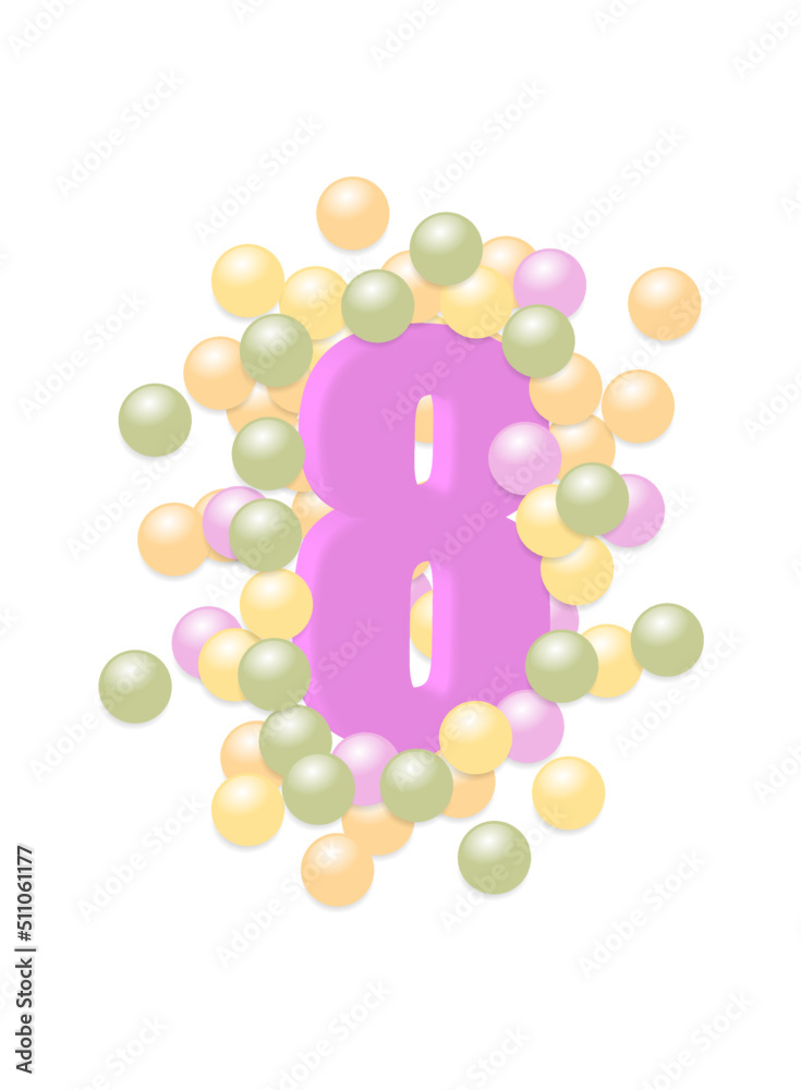 Fotografie number eight in colored balls. Vector illustration.