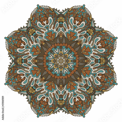 Abstract geometric floral mandala colorful seamless pattern ornamental.