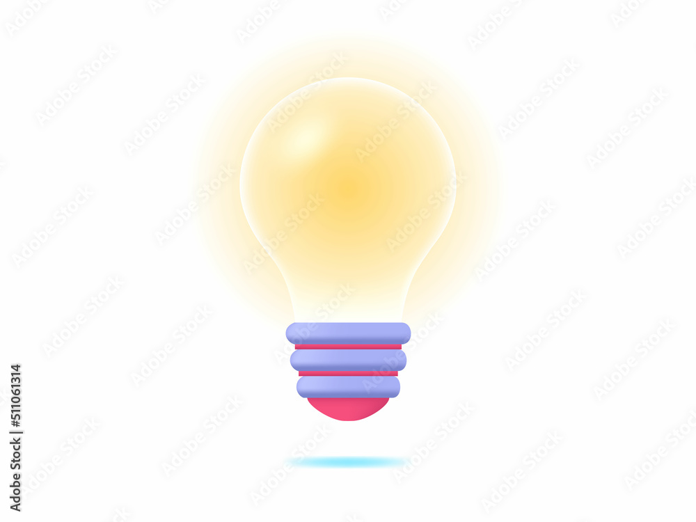 minimal 3d cartoon style yellow light bulb icon. Idea, solution, business, strategy concept. minimal 3d cartoon style yellow light bulb icon. Idea, solution, business, strategy concept.
