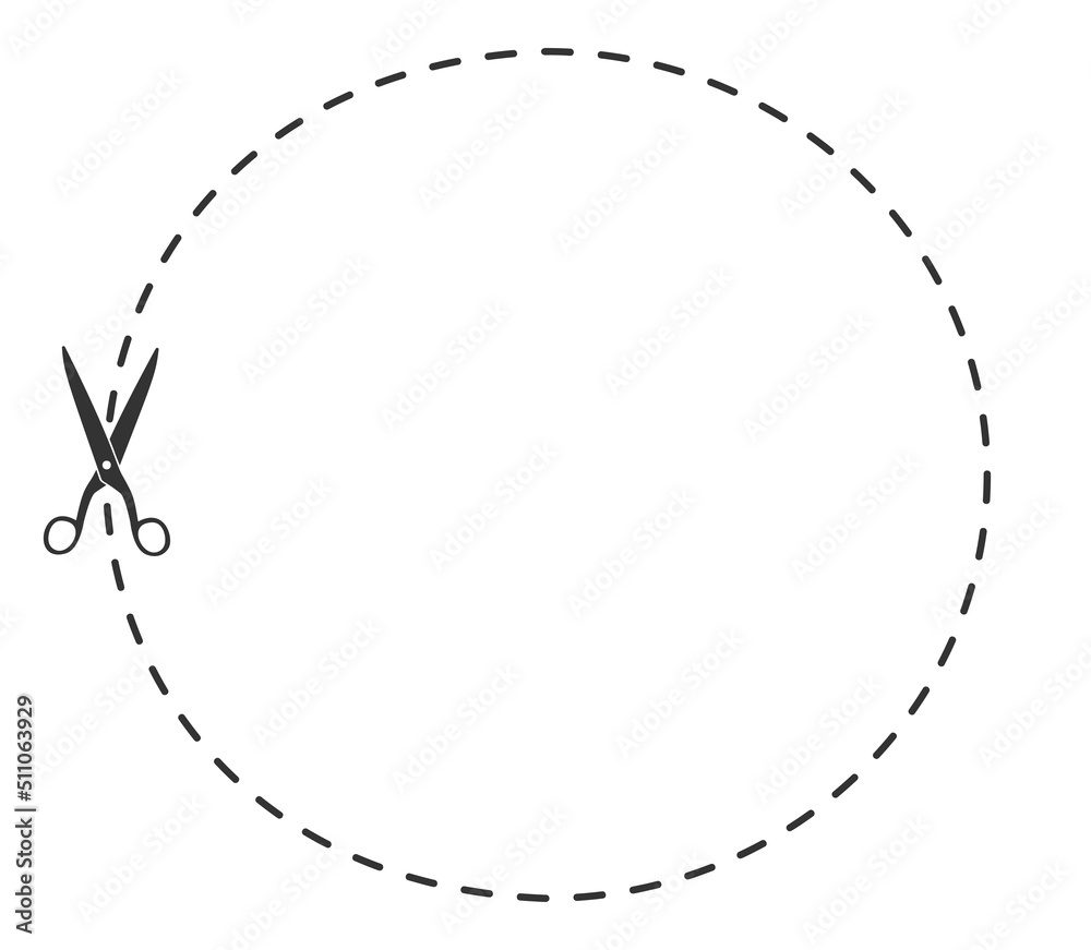 circular dashed cut out line with scissors, coupon border template vector illustration circular dashed cut out line with scissors, coupon border template vector illustration