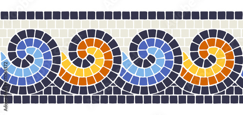 Ancient mosaic seamless pattern. Decorative antique stone ornament.