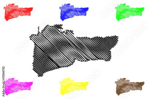 Great island (Republic of Ireland) map vector illustration, scribble sketch An tOilean Mor map