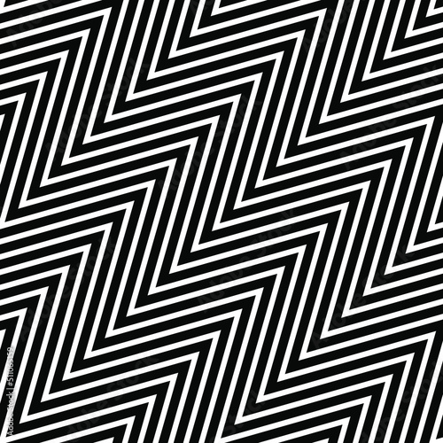 Simple sharp black white zig zag illusion pattern background vector design .
