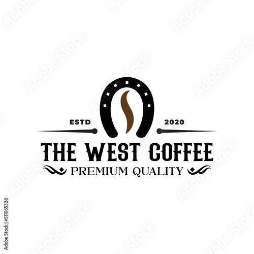 Vintage rustic coffee horseshoe  of western logo design