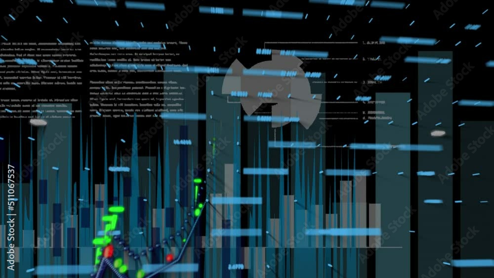 Animation of data processing over black background