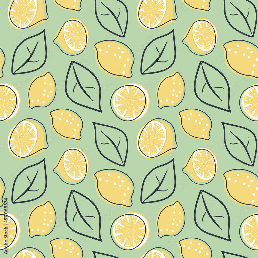 Vector lemon pattern. Simle style.