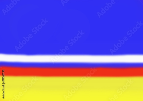 Ukrainian flag color gradient background with Russian flag color stripes