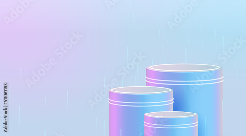 Futuristic cyber stage with 3d neon podium glowing for Product display presentation in pastel colors background.