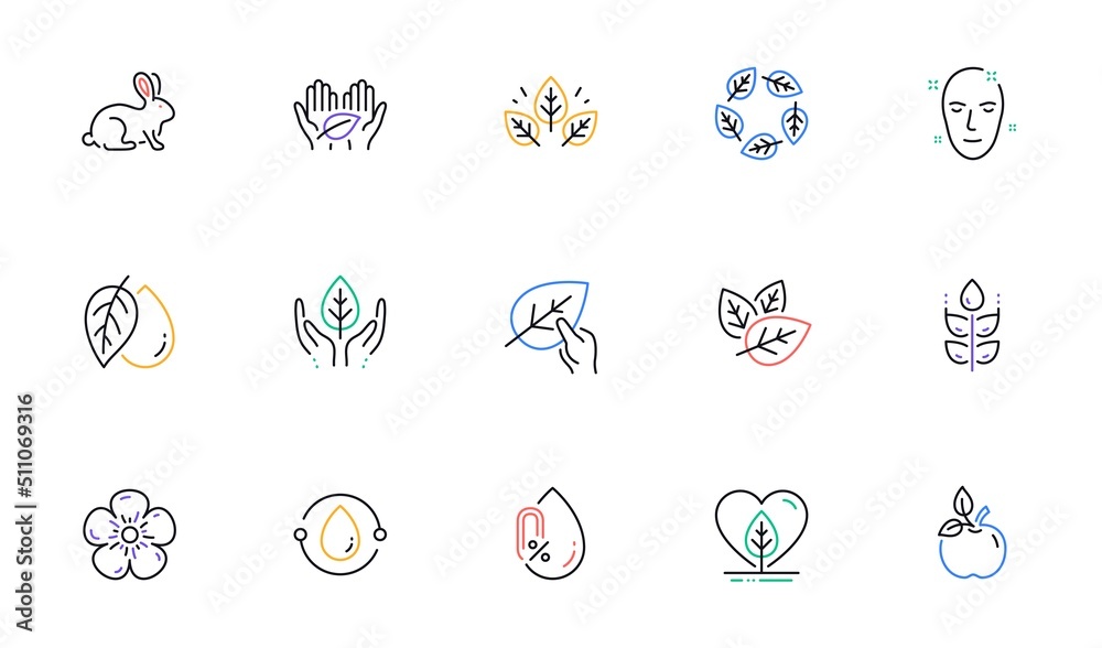 Organic cosmetics line icons. No alcohol free, synthetic fragrance, fair trade. Sustainable textiles, animal testing, eco organic icons. Linear set. Bicolor outline web elements. Vector Organic cosmetics line icons. No alcohol free, synthetic fragrance, fair trade. Sustainable textiles, animal testing, eco organic icons. Linear set. Bicolor outline web elements. Vector