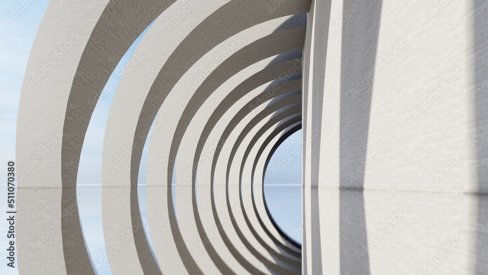 Obraz premium Abstract architecture background arched interior 3d render