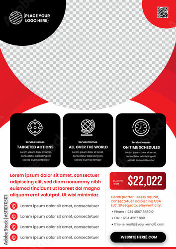 a4 flyer template, modern template, in red color, and modern design, perfect for creative professional business	 Style 4