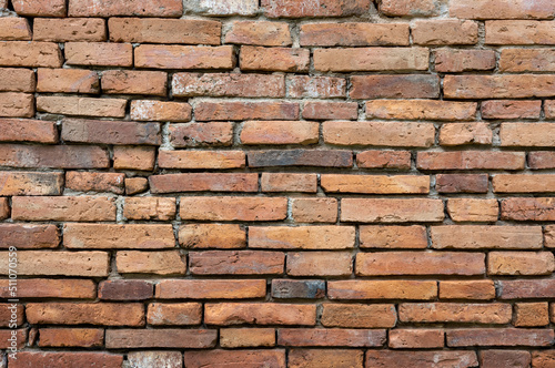 Close-up background of an old brick wall that has been renovated to be strong.