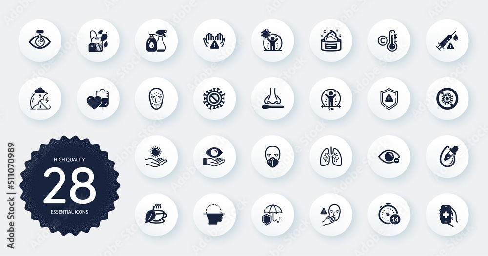 Set of Medical icons, such as Lungs, Nasal test and Shield flat icons. Coronavirus, Cleaning liquids, Skin cream web elements. Stop coronavirus, Quarantine, Eye laser signs. Medical mask. Vector Set of Medical icons, such as Lungs, Nasal test and Shield flat icons. Coronavirus, Cleaning liquids, Skin cream web elements. Stop coronavirus, Quarantine, Eye laser signs. Medical mask. Vector