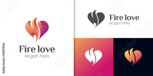 abstract love of flame or fire logo design  with the power of love symbol icon design vector element