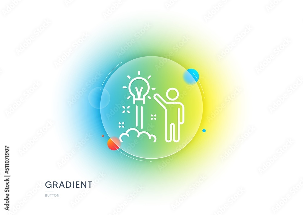 Creative idea line icon. Gradient blur button with glassmorphism. Human launch startup sign. Inspiration symbol. Transparent glass design. Creative idea line icon. Vector