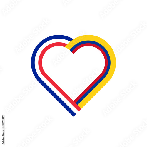 unity concept. heart ribbon icon of france and colombia flags. vector illustration isolated on white background