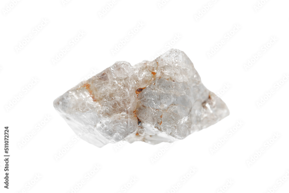 Very rare natural rough white spinel crystal on white background