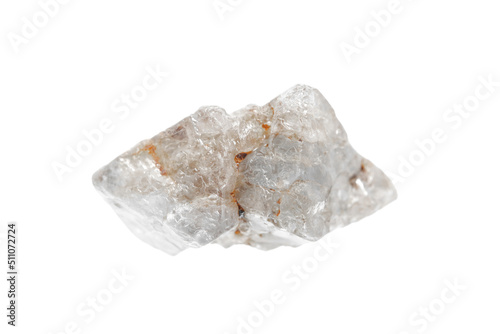 Quadro su tela Very rare natural rough white spinel crystal on white background