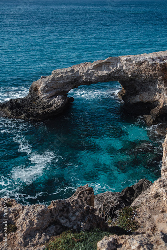 Beautiful seascape with sea cave arch love bridge in Ayia Napa, Cyprus