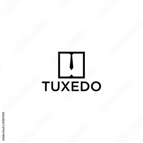 Simple tuxedo logo with line graphic design vector