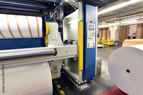 modern offset printing machines in a large printing plant - modern equipment in an industrial company