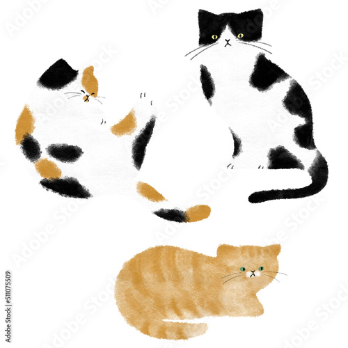 猫の手描きイラスト素材
