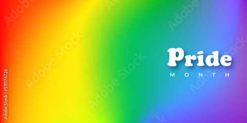 Pride month colourful blurred background. LGBTQ banner in rainbow colors with text