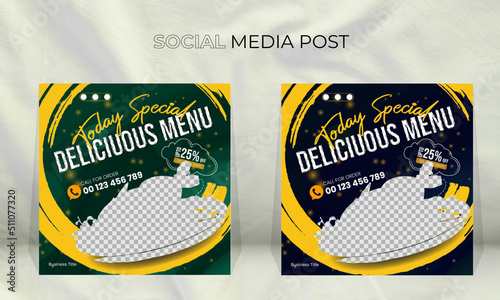 Delicious food and restaurant banner template 