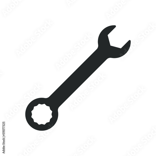 Wrench graphic icon. Spanner sign isolated on white background. Technical assistance symbol. Vector illustration