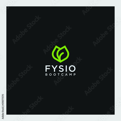 initial logo f in leaf shape