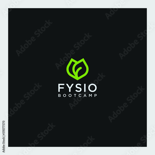 initial logo f in leaf shape