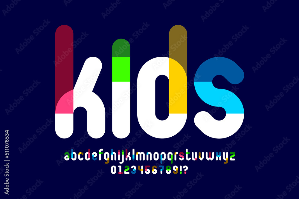 Colorful style font design, alphabet letters and numbers vector ...