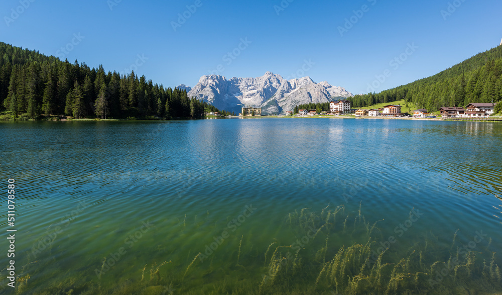 Lake Misurina in the Dolomites in the summer