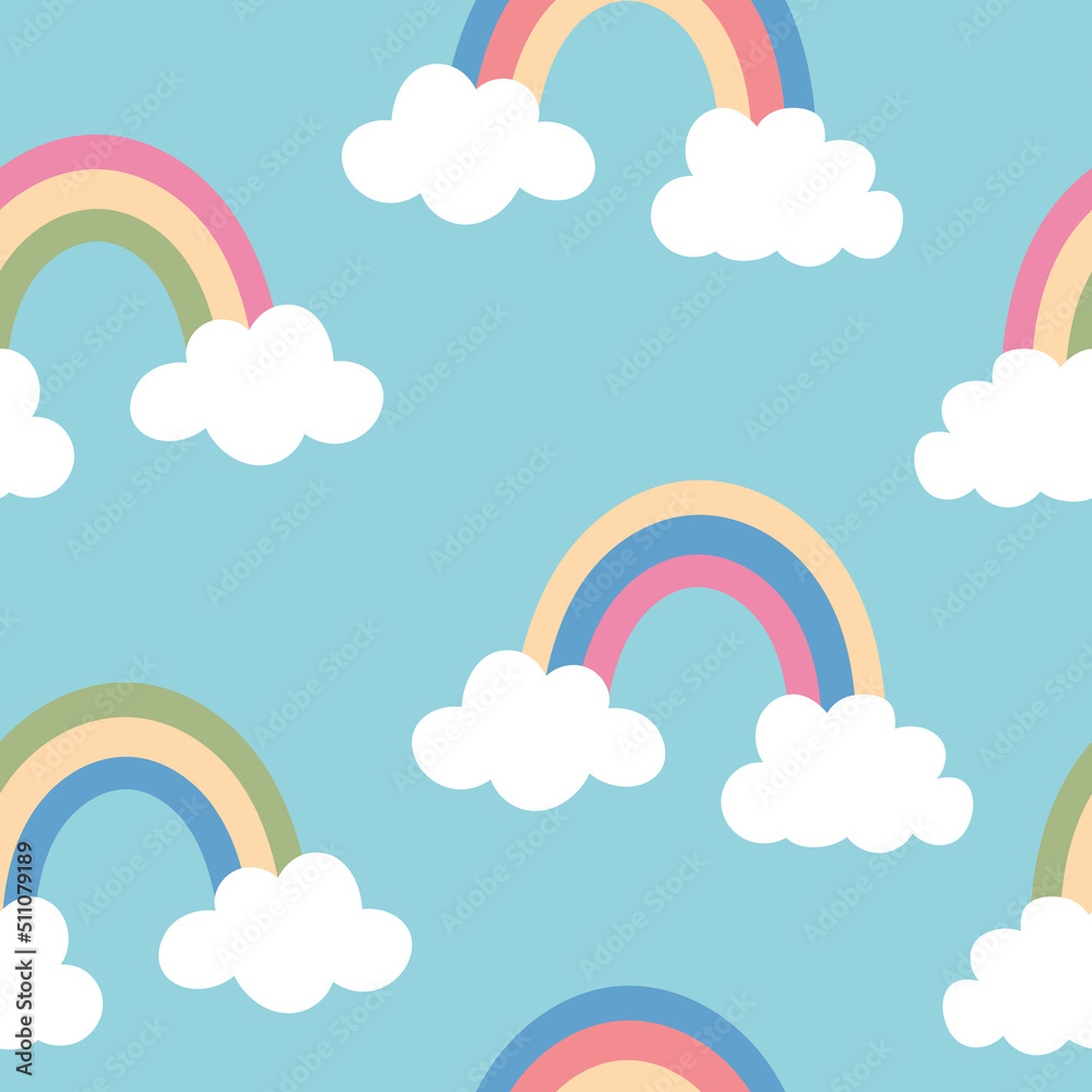 Cute, colorful rainbow pattern, vector background