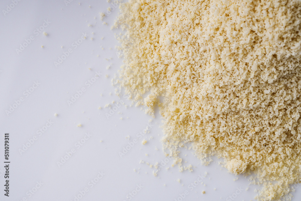 almond flour on a white acrylic background almond flour on a white acrylic background