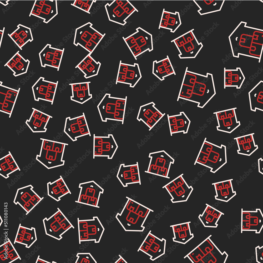 Line Full warehouse icon isolated seamless pattern on black background. Vector Line Full warehouse icon isolated seamless pattern on black background. Vector