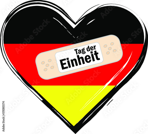 German unity day (Tag der Einheit) vector illustration, Heart sealed with court plaster