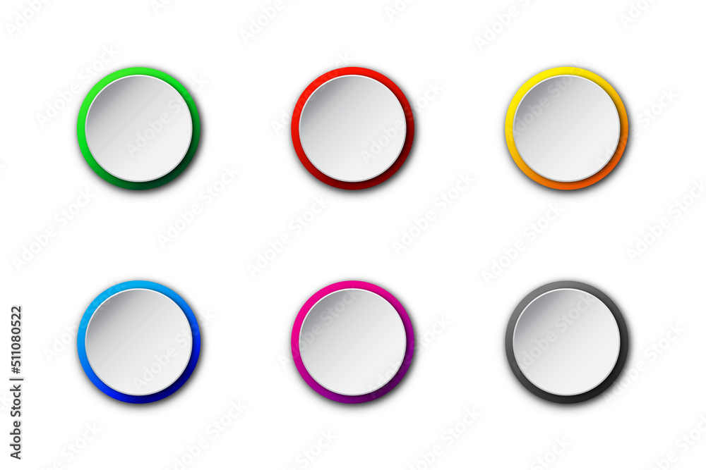 Set of origami circle banners with shadow. White paper round notes. Round color stickers. Flat vector illustration. Set of origami circle banners with shadow. White paper round notes. Round color stickers. Flat vector illustration.