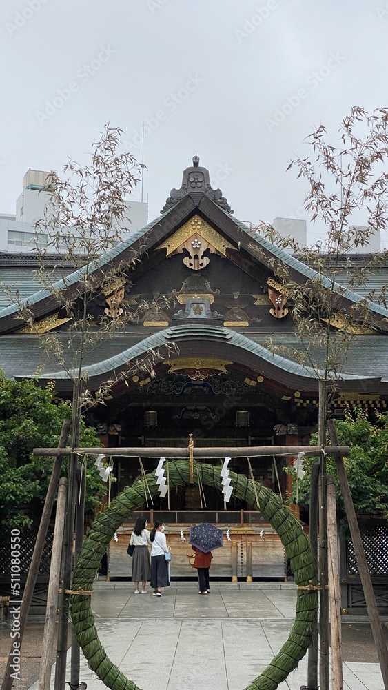People paying visit on the month of purification ceremony at the shrine of Japan “Yushima Tenjin”, historic landmark established way back in 458, photo taken 2022/6/15, Tokyo Japan